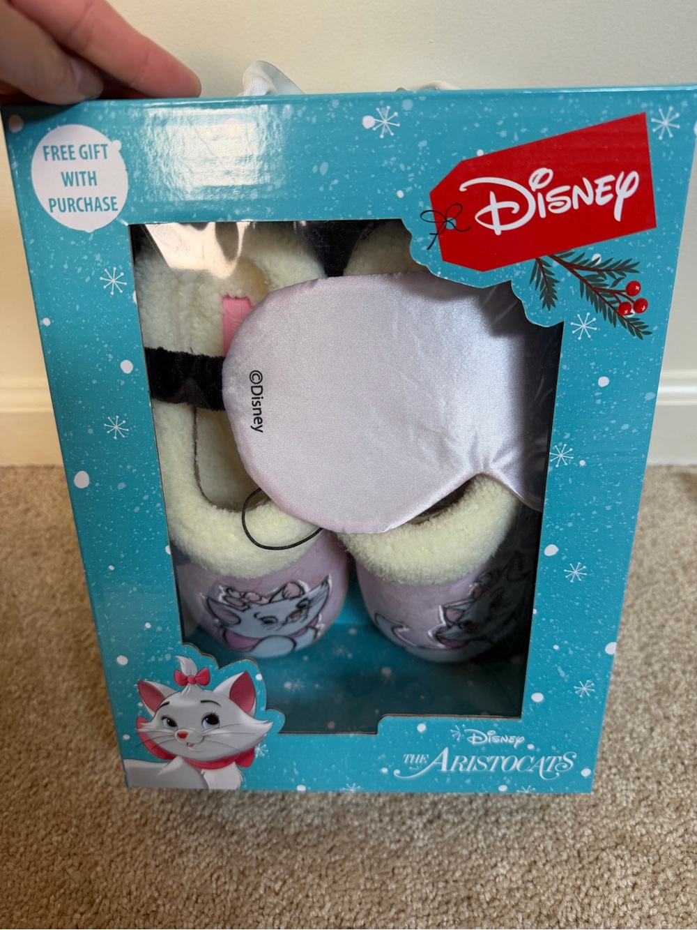 Disney Marie Plush Slippers and Satin Sleep Mask - Pink and Cream